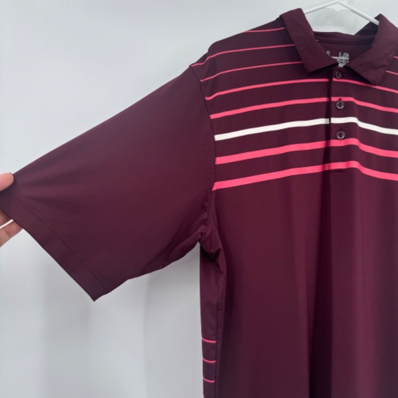 Under Armour Polo Shirt Men Large Maroon Loose Fit Heatgear Performance Golf - Picture 3 of 9